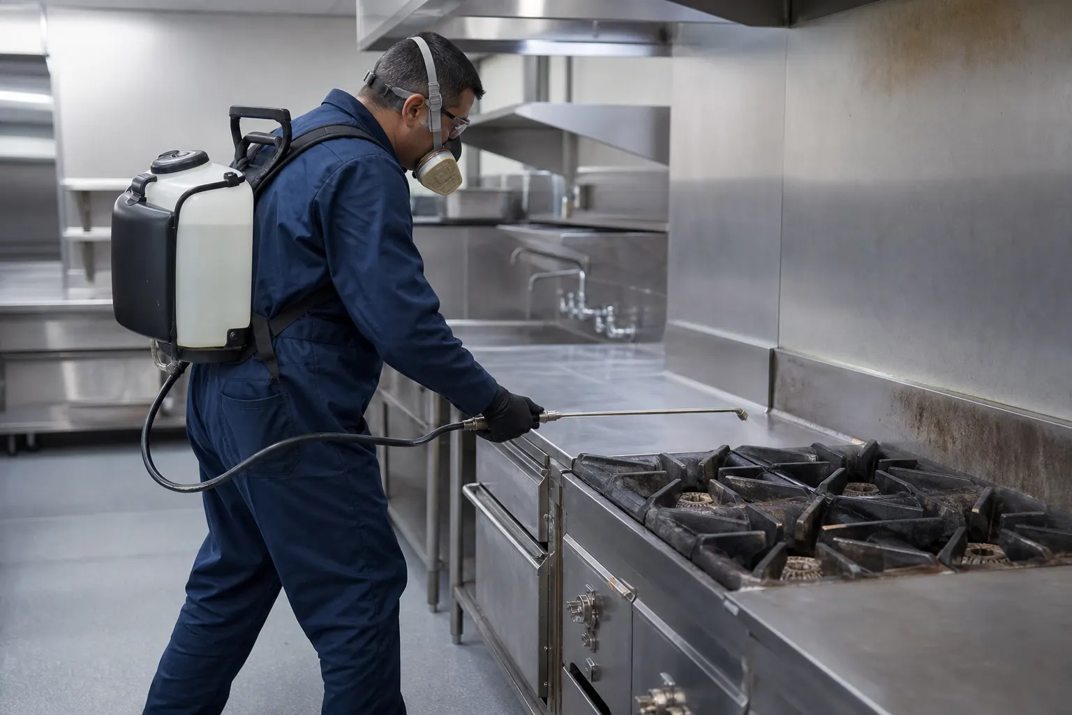 Обработка профессиональной кухни ресторана